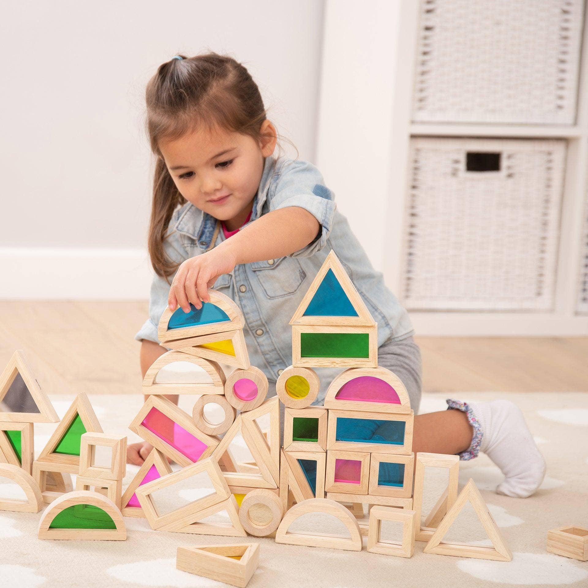 Rainbow Blocks -  Building blocks - Wooden Toy - Sensory
